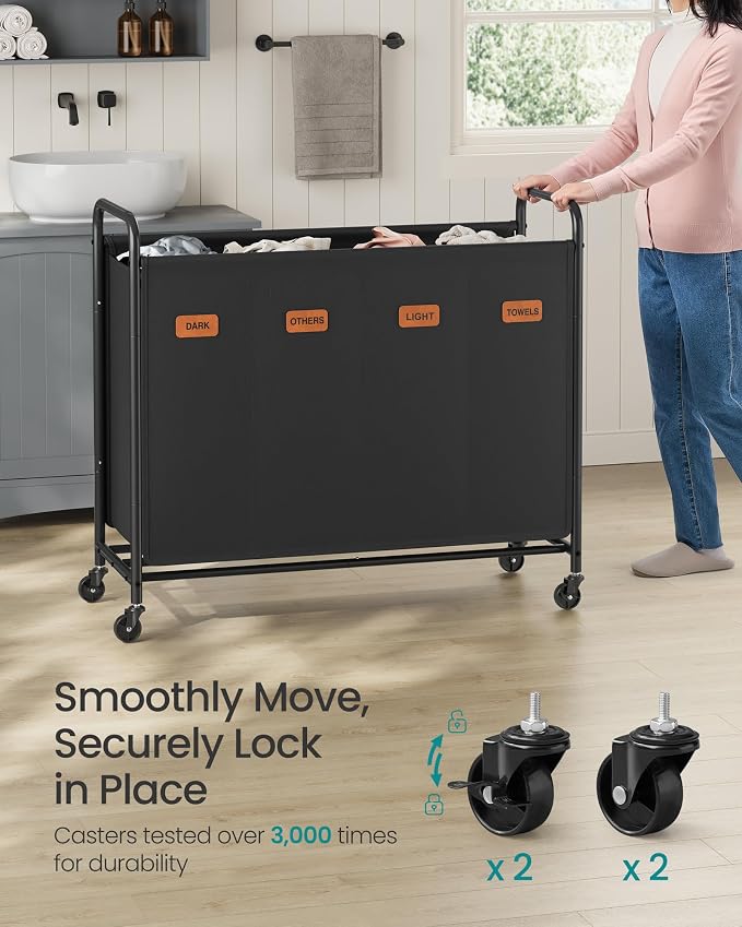 SONGMICS 4-Section Laundry Sorter, Laundry Hamper - Image 4