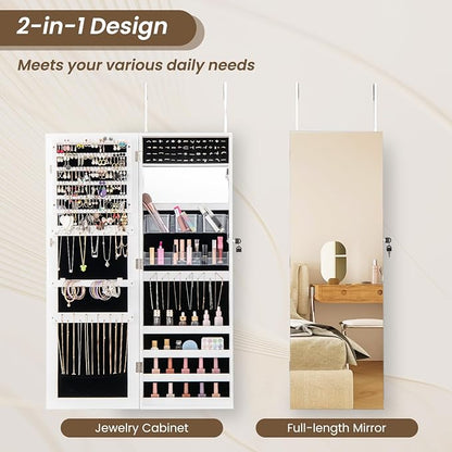 CHARMAID Jewelry Cabinet Wall or Door Mounted, Hanging Lockable Jewelry Armoire - Image 6