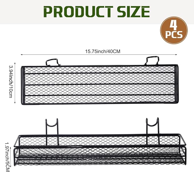 4 Pcs Metal Wire Mesh Basket for Gridwall Black Hanging Wire Mesh Basket - Image 2