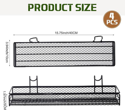 4 Pcs Metal Wire Mesh Basket for Gridwall Black Hanging Wire Mesh Basket - Image 2