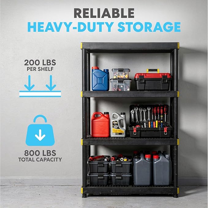 Simpli-Magic 4-Tier Heavy Duty Plastic Storage Shelving Unit, Garage & Basement - Image 3