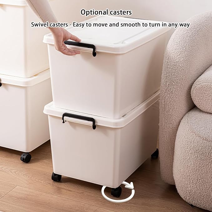 3 Extra Large Storage Bin with 4 Quiet 360° Swivel Casters - 55cm Heavy Duty - Image 4