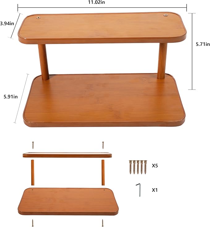 2 Tier Countertop Shelf for Coffee Mugs & Kitchen Counter Organization - Image 2