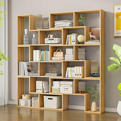 Expandable Bookcase with Adjustable Width, Wooden Room Divider Bookshelf by Unknown