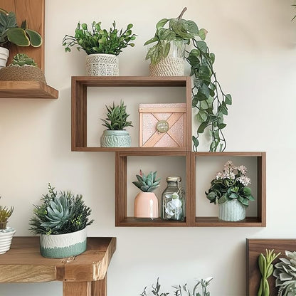 Wall Mount Shelf Set of 3, Floating Cube Shelves - Image 2