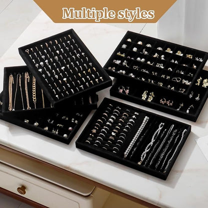 Large Jewelry Organizer for Drawer Insert Velvet Stackable Jewelry Trays for - Image 7