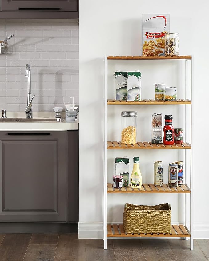 SONGMICS Bamboo Storage Shelf, 5-Tier Shelving Unit, in The Entryway, Living - Image 6