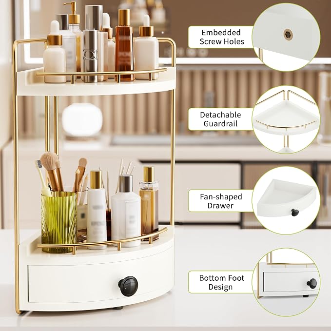2-Tier Corner Bathroom Counter Organizer - Image 4