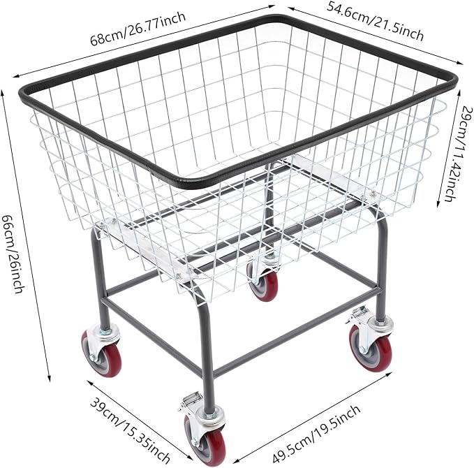 Heavy Duty Steel Wire Laundry Cart - Image 6