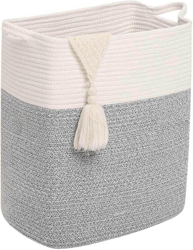 Tall Laundry Basket With Handles, Woven Cotton Rope Big Laundry Hamper Sorters - Image 2