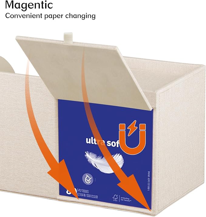 Square Tissue Box Cover with Drawer Storage and Tray on Top, PU Leather Tissues - Image 4