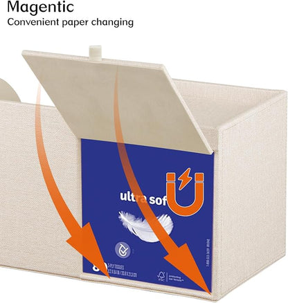 Square Tissue Box Cover with Drawer Storage and Tray on Top, PU Leather Tissues - Image 4