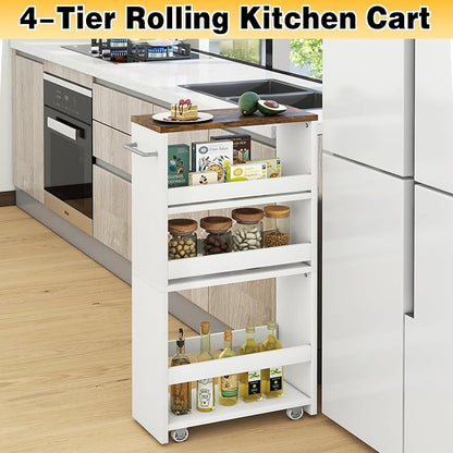 IBUYKE Slim Storage Cart 5.9" W, Rolling Organizer Trolley - Image 2