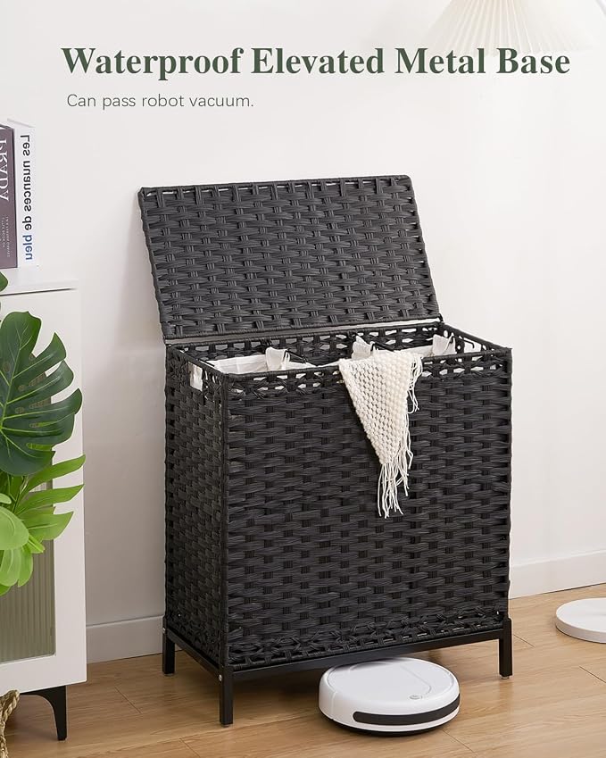 SETVSON Laundry Hamper with Lid 132 L, Clothes Hamper with Lid, Handwoven - Image 2