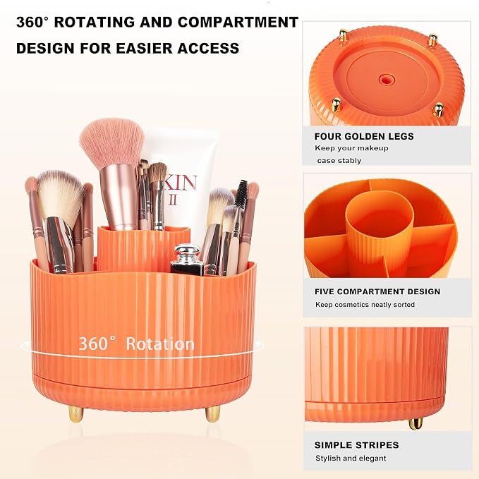 Anyoifax 360° Rotating Makeup Brush Holder Organizer, Make up Brushes Cup - Image 4