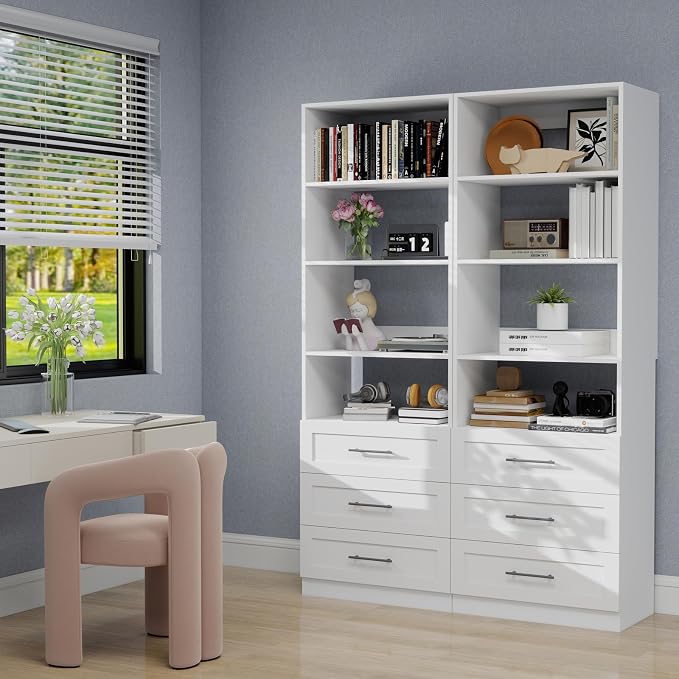 Closet System with Drawers, Wood Closet Organizer System with Adjustable - Image 5