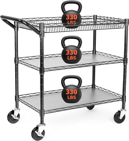 BolDuck Heavy Duty Utility Cart, 990Lbs Capacity 3 Tier Rolling Carts by BolDuckDirect