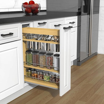 Pull Out Cabinet Organizer 8" Soft-Close Wood Pullout Shelf Organizer - Image 2
