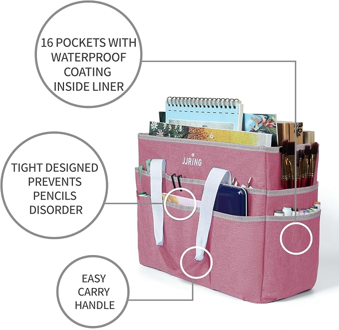 JJRING Craft Organizer Tote Bag, Large Art Storage Caddy - Image 4