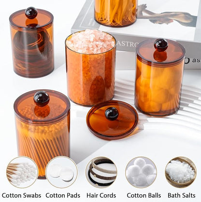 2 Pack Qtip Holder, Canister Apothecary Jar Set, Bathroom Jars - Image 4