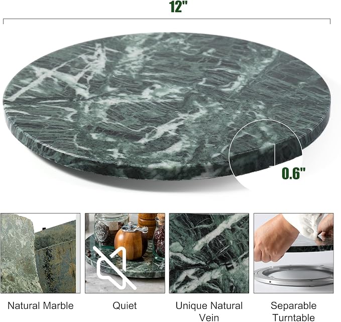 12" Marble Lazy Susan Turntable - Image 3