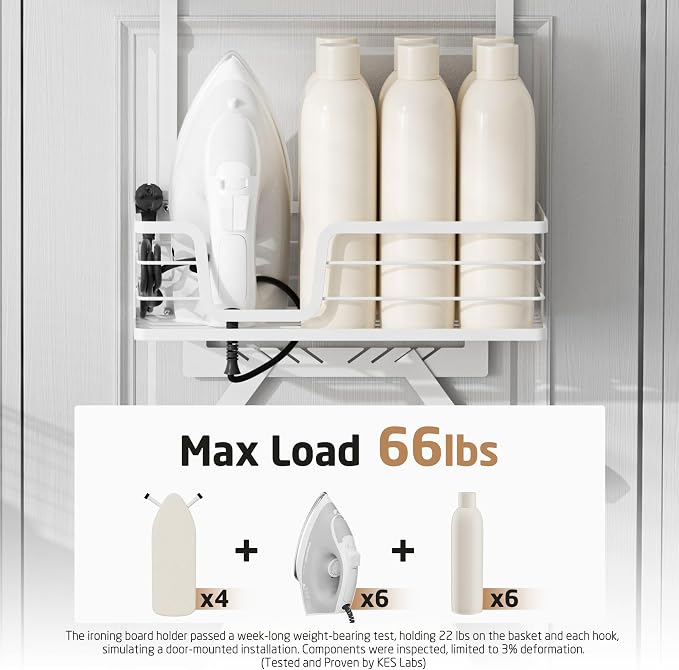 KES Over The Door Ironing Board Holder, Ironing Board Hanger Over Door Organizer - Image 2