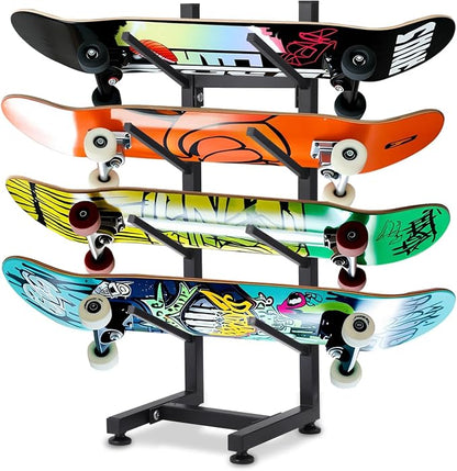 BiJun Skateboard Racks Floor Stand, 4-Layer Skateboard Holder, Snowboard by BiJun