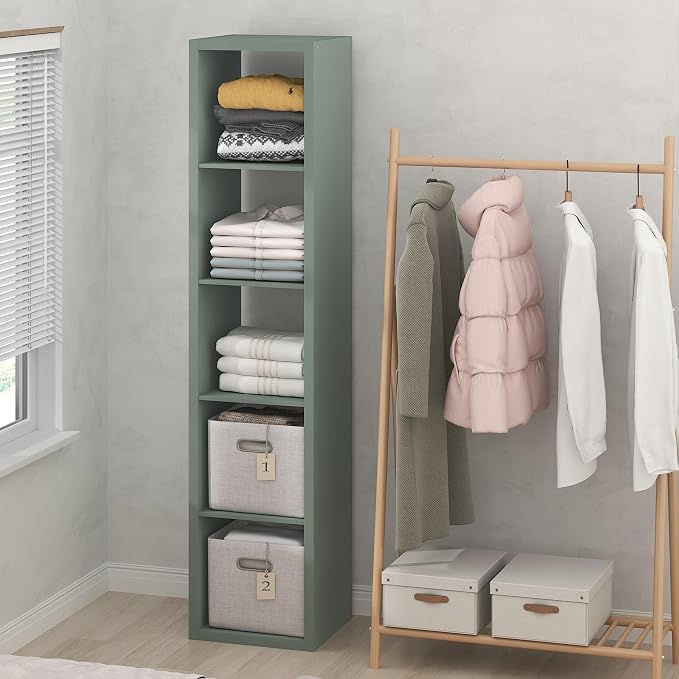 Furinno Cubic Extra Thick 5-Cube Closet Organizers and Storage, Sage Green | by Furinno-FitsYourSpaceFitsYourBudget