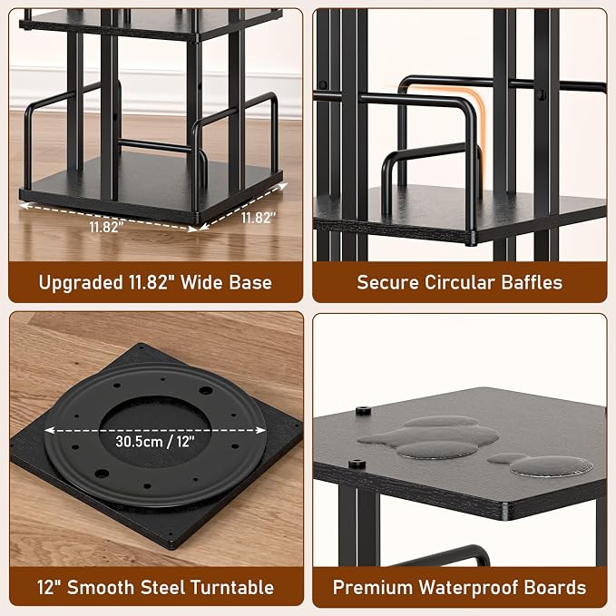 5-Tier Rotating Bookshelf, 360° Spinning Corner Bookcase - Image 6