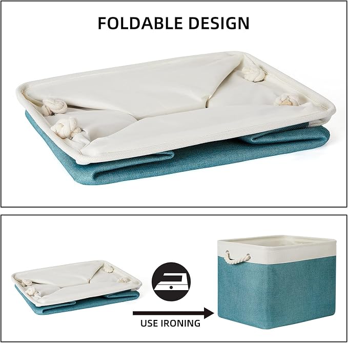 Bidtakay Foldable Storage Bins Set of 2 Tall Cloth Baskets 16" X 11.8" X 11.8" - Image 2
