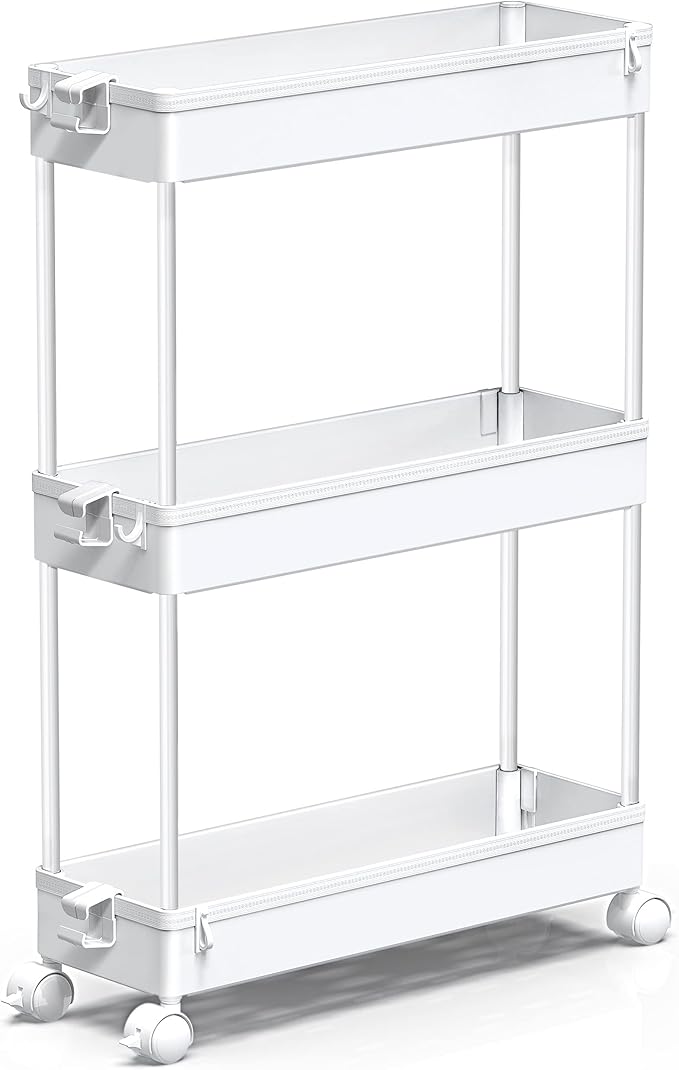 SPACEKEEPER Slim Rolling Storage Cart, 3 Tier Bathroom Storage Organizer by SPACEKEEPER