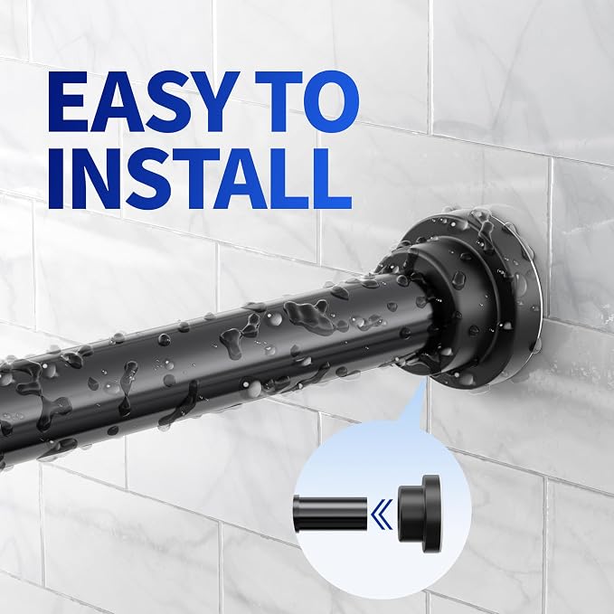 Mcrbeay Shower Curtain Rod, Non Slip Adjustable 28-74 inch No Drilling Shower - Image 4