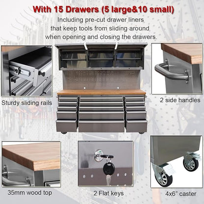 72-Inch Stainless Steel Rolling Tool Chest - Image 5