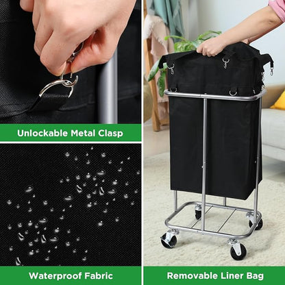 Laundry Basket with Wheels, Rolling Laundry Hamper with Removable Bag, 100L - Image 5