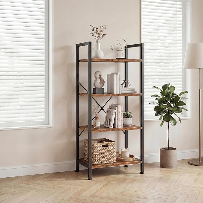 DUMOS 4-Tier Bookshelf, Tall Bookcase, Storage Organizer | Open Storage Display - Image 2