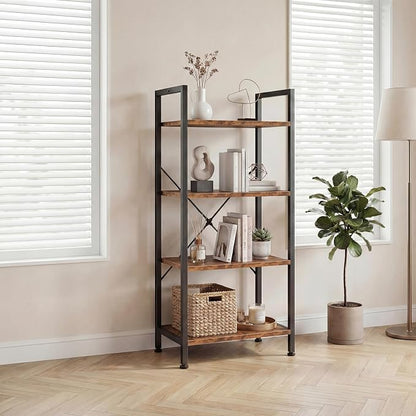 DUMOS 4-Tier Bookshelf, Tall Bookcase, Storage Organizer | Open Storage Display - Image 2
