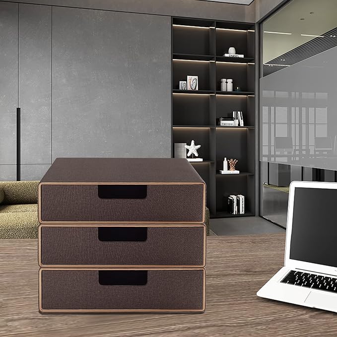 Stackable Organizer Drawer Classic Brown Pu Leather Handmade, Organize Home - Image 2