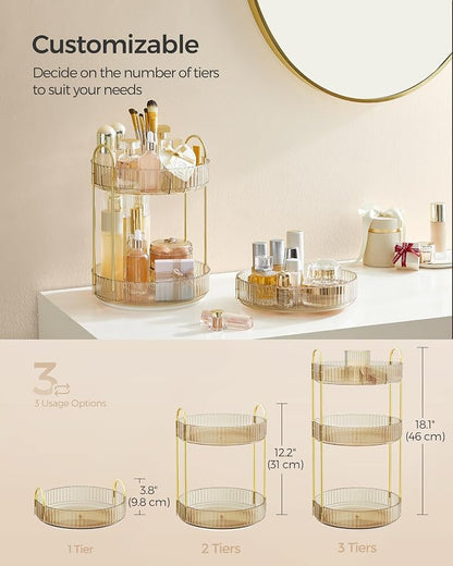 SONGMICS Makeup Organizer, 3-Tier Round Rotating Skincare Organizer Countertop - Image 4