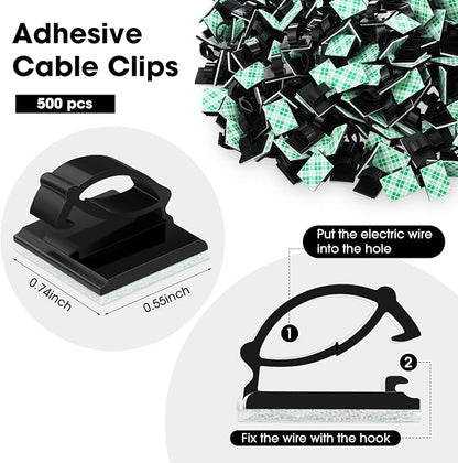 EBOOT 500 Pieces Adhesive Cable Clips Wire Clips Cable Wire Management Wire - Image 2