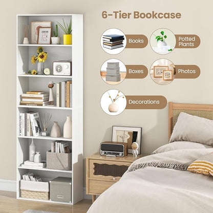Giantex 6-Tier Bookcase, Freestanding Storage Organizer w/Open Shelves - Image 4