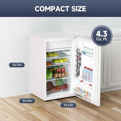 4.3 Cu.Ft Mini Fridge with Freezer, Single Door Refrigerator with Adjustable - Image 2