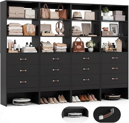 8FT Closet System with Leather Handles, Wood Wardrobe Closet Organizer and by Armocity