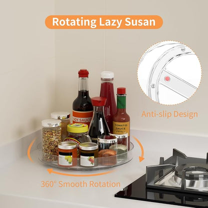 2 Pack Lazy Susan Turntable Organizer, 9 and 10 Inch Rotating Trays - Image 4