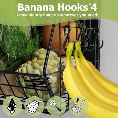 Magnetic Shelf for Fridge with Wood Lid, Fruit Potato and Onion Storage Bins - Image 4