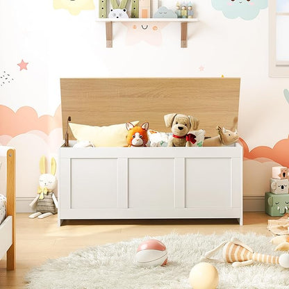 HOOBRO Storage Bench, 39.3" Retro Wooden Storage Chest, Wooden Storage Trunk - Image 5