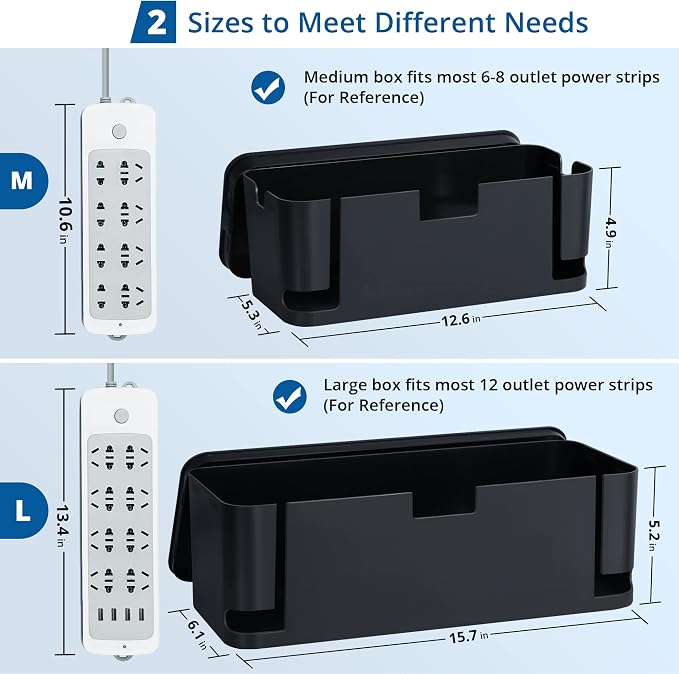 ZhiYo Cable Management Box Black, Cord Hider Box to Conceal Power Strips on - Image 2