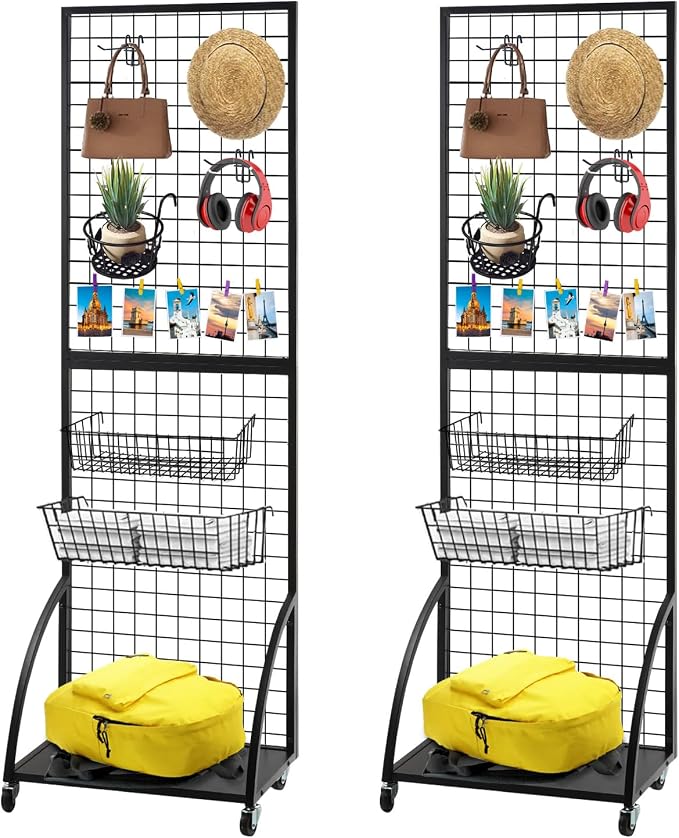 Grid Wall Panels, 2 Packs 2'x 6' Gridwall Display Stand by NectaCol