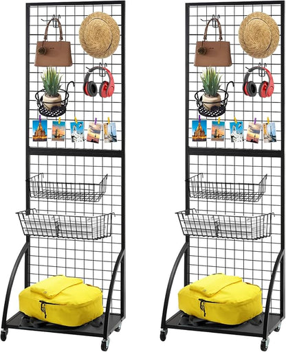 Grid Wall Panels, 2 Packs 2'x 6' Gridwall Display Stand by NectaCol