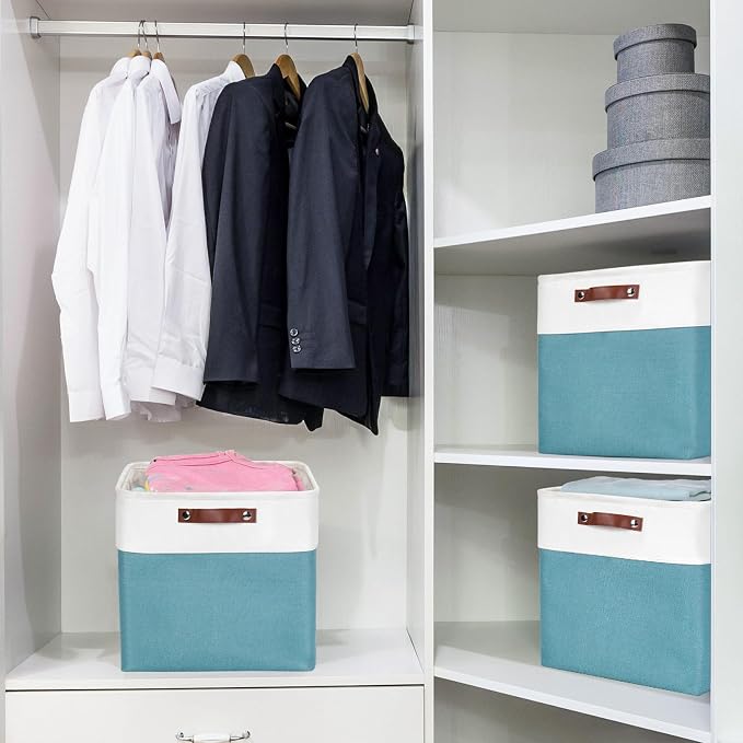 13x13 Cube Storage Bins, Collapsible Fabric Storage Box, 4 Pack Closet Baskets - Image 2