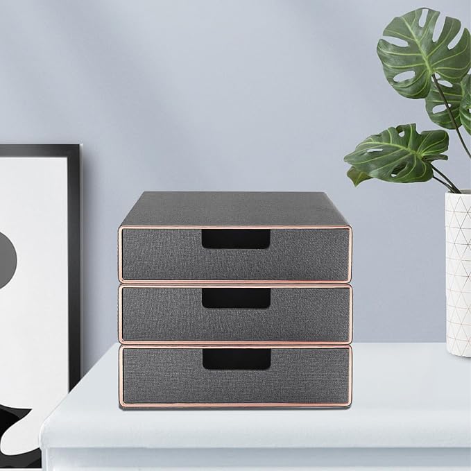 Stackable Organizer Drawer PU Leather Classic Handmade, Organize Home Office - Image 4